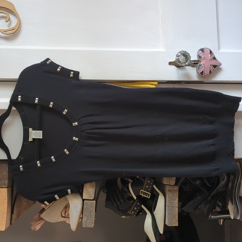 5/$25🎃 Caché Y2K Black Studded Tunic Silk Blend XS